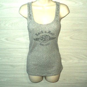 Aeropostale Tank Top Women's Size L Gray Rock & Roll Sequined Straps Stretchy